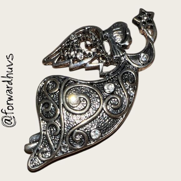 Bundle Sale 3 for $15 | Angle Brooch With Rhinestone Embellishments - Picture 1 of 6